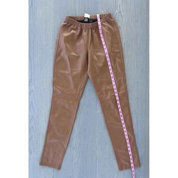Neiman‎ Marcus Exclusive 100% Genuine Leather Brown Pants Leggings Small - Picture 5 of 7